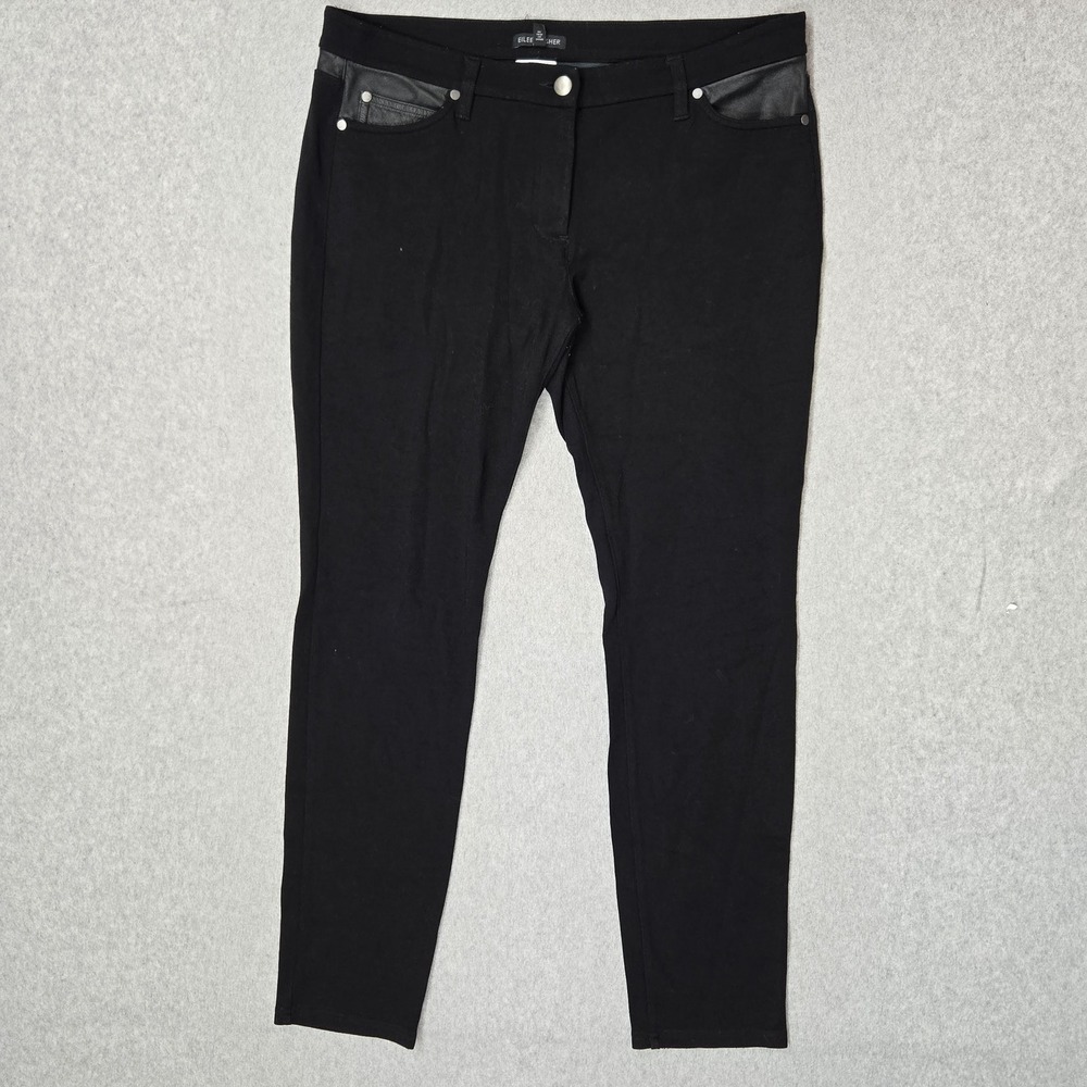 Eileen Fisher Women Pants 12 Black Chino Skinny Slim 29" Inseam